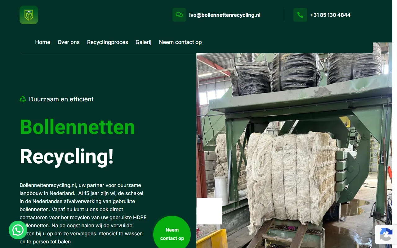 Website van Bollennetten Recycling
