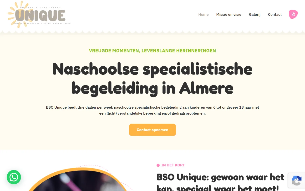 Website van BSO Unique op laptop en telefoon