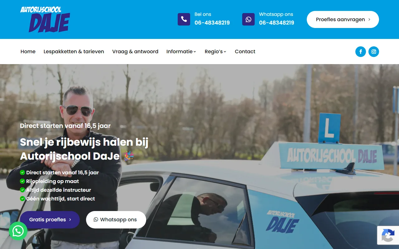 Website van Autorijschool DaJe op laptop en telefoon