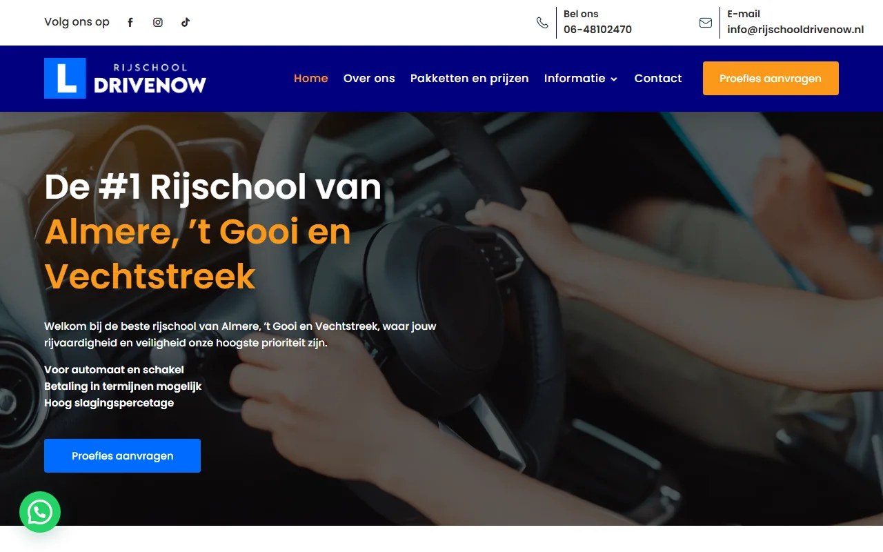 Website van Rijschool DriveNow op laptop en telefoon