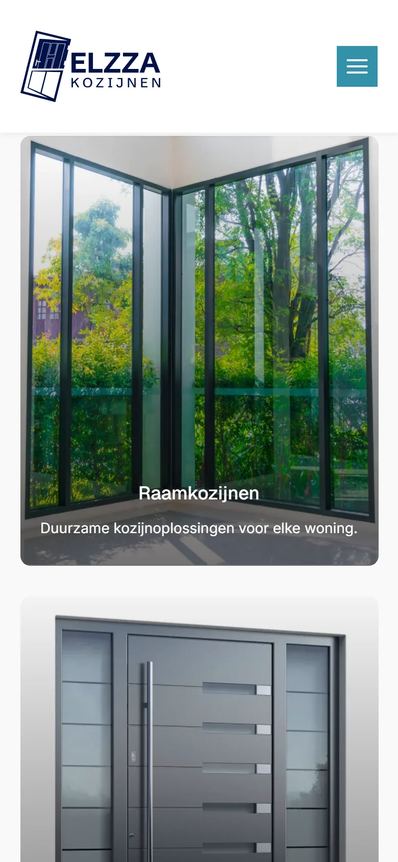 De website van Elzza Kozijnen uit Purmerend op mobiel