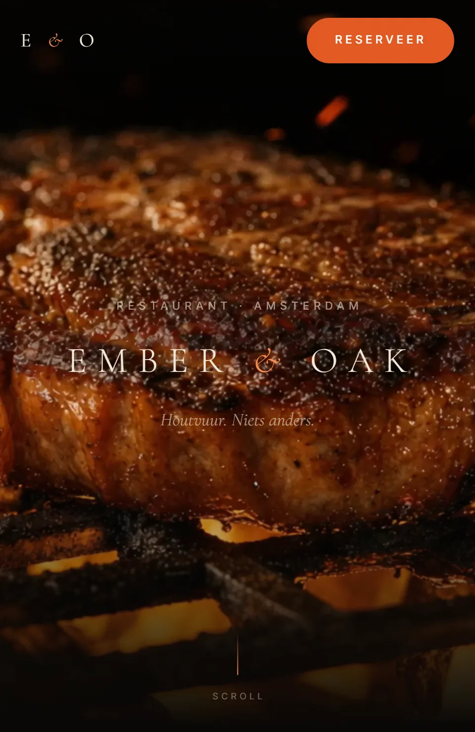 Website van restaurantdemo EMBER en OAK