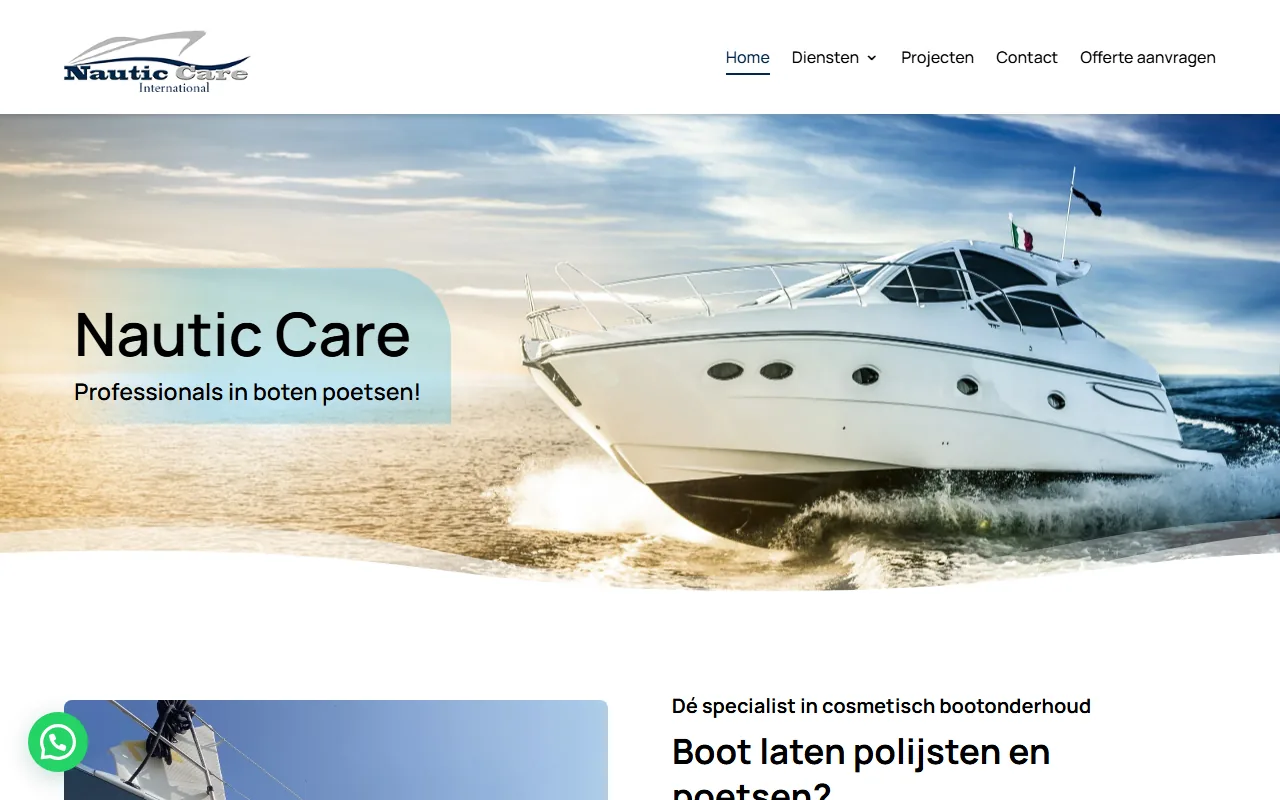 Website van Nautic Care op laptop en telefoon