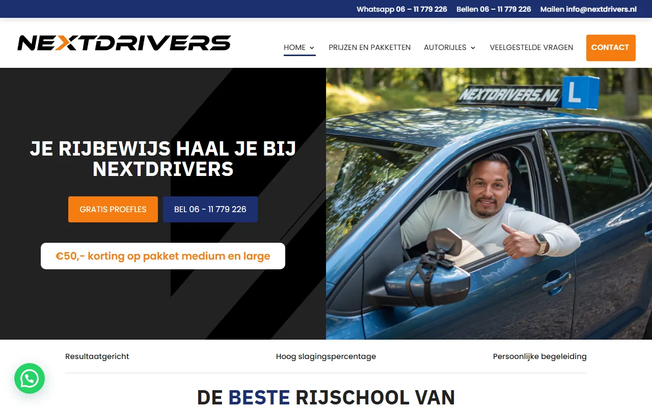 Website van Nextdrivers op laptop en telefoon