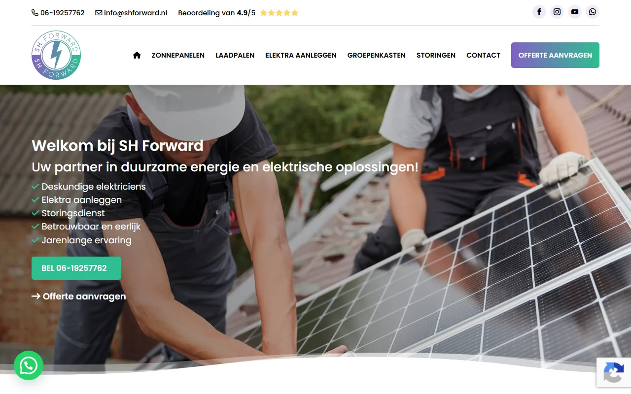 Website van SH Forward op laptop en telefoon