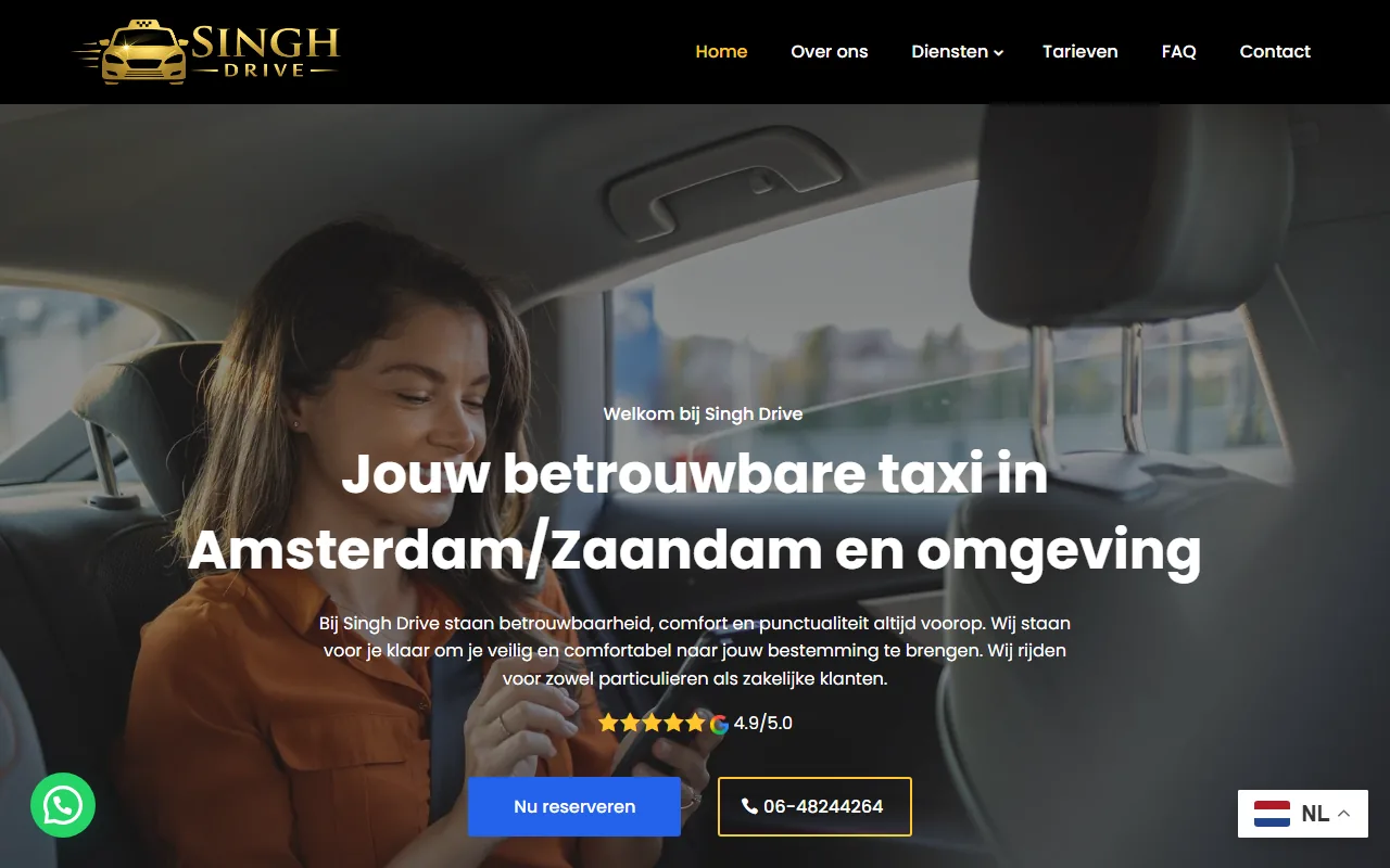 Website van Singh Drive op laptop en telefoon