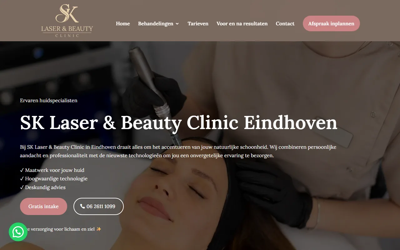 Website van SK Laser & Beauty Clinic