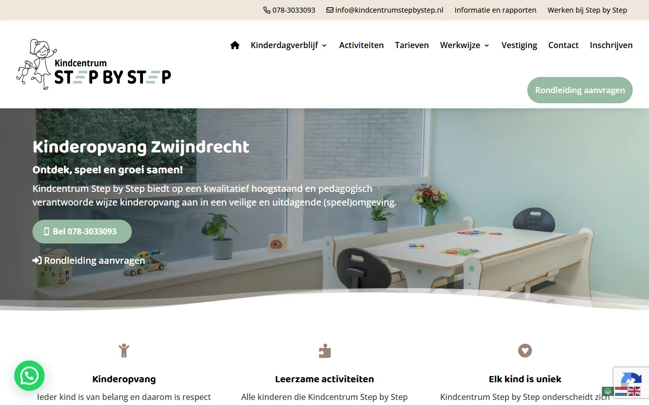 Website van Kindcentrum Step by Step op laptop en telefoon