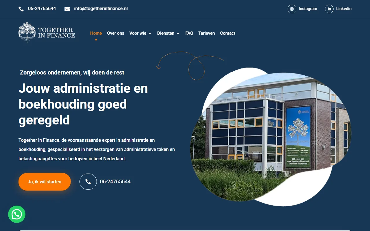 Website van Together in Finance