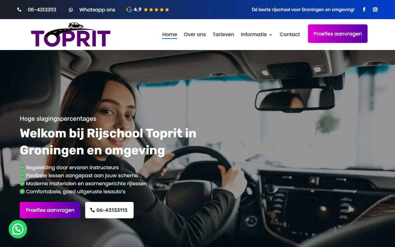 Website van Rijschool Toprit